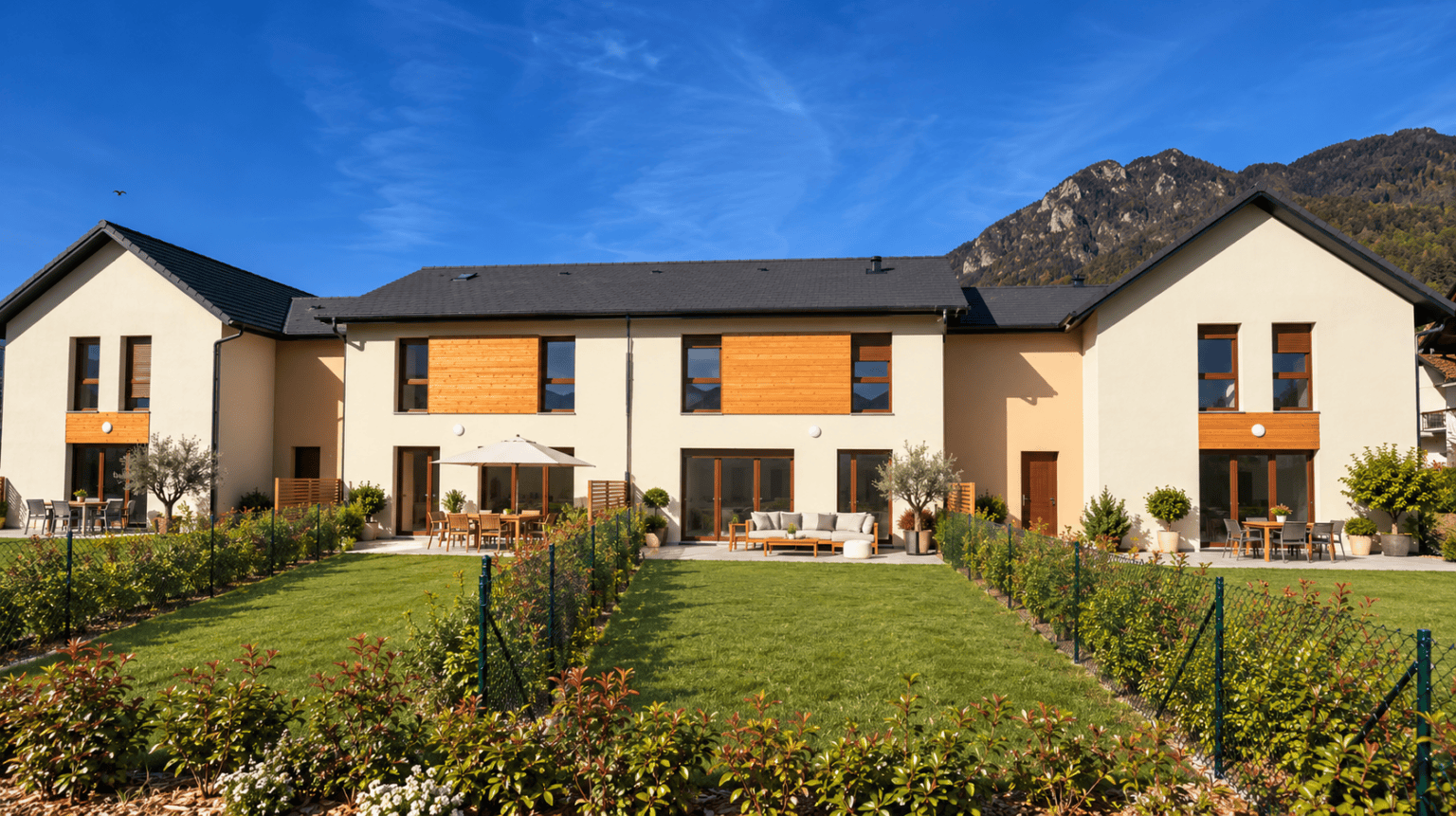 Maisons modernes avec jardins paysagers